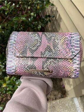 Brahmin Pink Multi-Tone Snakeskin Shoulder Bag
